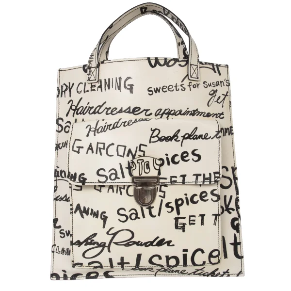 COMME des GARCONS Message Printed Leather Tote Bag K-175383_002