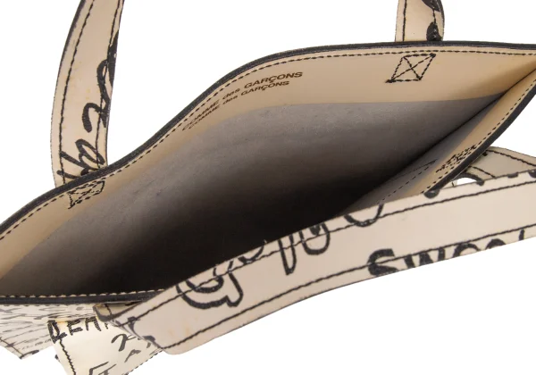 COMME des GARCONS Message Printed Leather Tote Bag K-175383_014