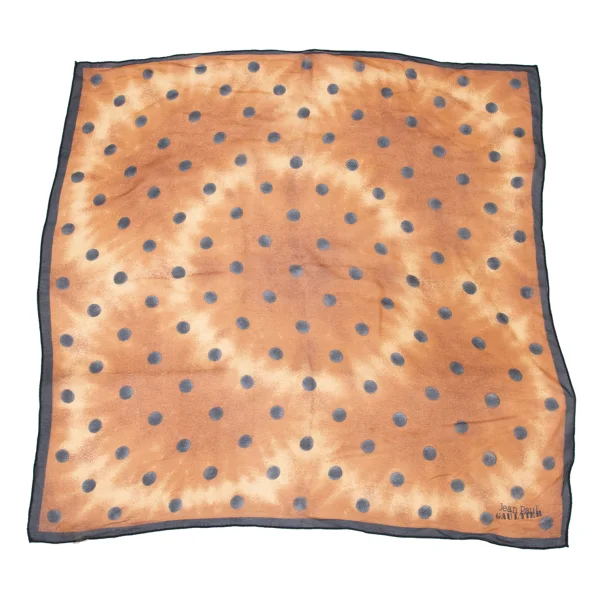 Jean Paul GAULTIER Silk Dot Print Scarf Orange,Navy  K-175384_001