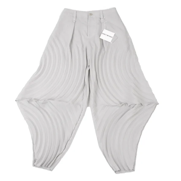 ISSEY MIYAKE Poly Curve Pleats Pants Grey 1 K-175395_001
