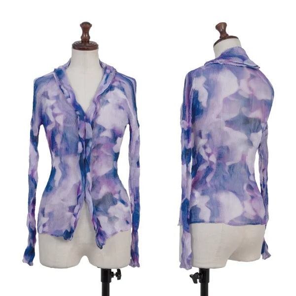 ISSEY MIYAKE Mottled Sheer Pleated Shirt Blue,Purple 2 K-175403_001
