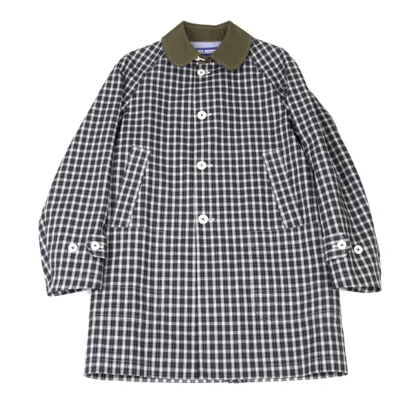 JUNYA WATANABE MAN COMME des GARCONS Checked Round Collar Long Jacket Navy,Green,White M K-175409_001