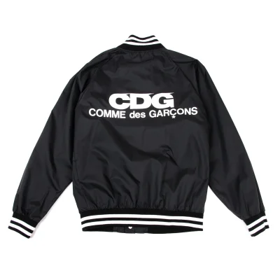 GOOD DESIGN SHOP COMME des GARCONS Back Logo Print Nylon Varsity Jacket 