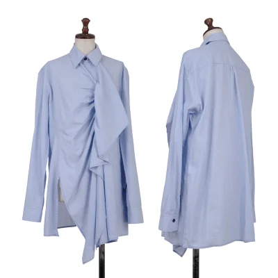 Y's Gather Frill Stripe Cotton Shirt