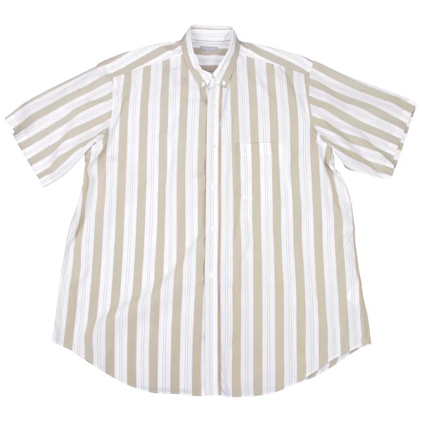 COMME des GARCONS HOMME Cotton Stripe Short Sleeves Shirt Beige,White M-L K-175413_001