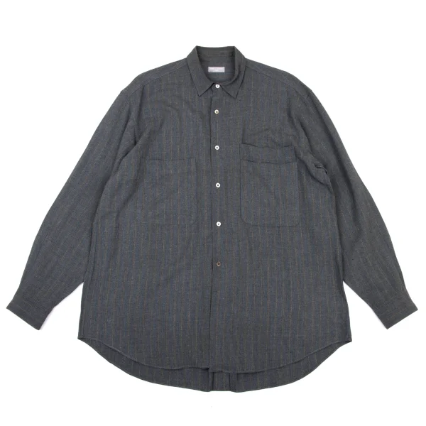 COMME des GARCONS HOMME Stripe Double Pocket Rayon Shirt Grey M-L K-175414_001