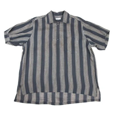 COMME des GARCONS HOMME Linen Half-Zip Striped Shirt