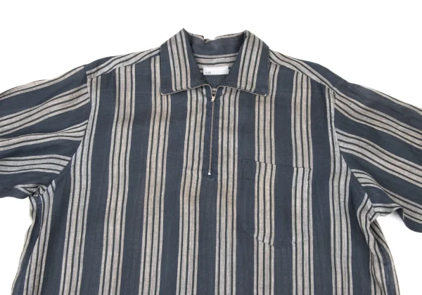 COMME des GARCONS HOMME Linen Half-Zip Striped Shirt K-175415_002