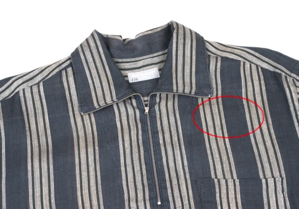 COMME des GARCONS HOMME Linen Half-Zip Striped Shirt K-175415_003