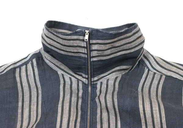 COMME des GARCONS HOMME Linen Half-Zip Striped Shirt K-175415_006