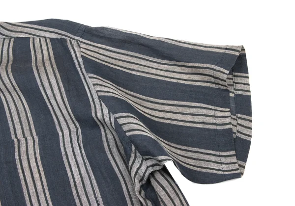 COMME des GARCONS HOMME Linen Half-Zip Striped Shirt K-175415_007