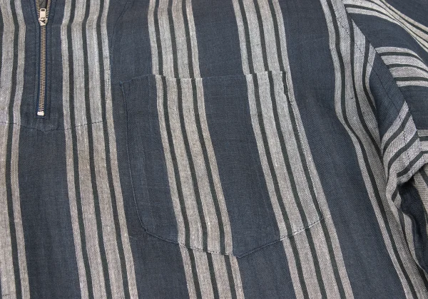 COMME des GARCONS HOMME Linen Half-Zip Striped Shirt K-175415_008