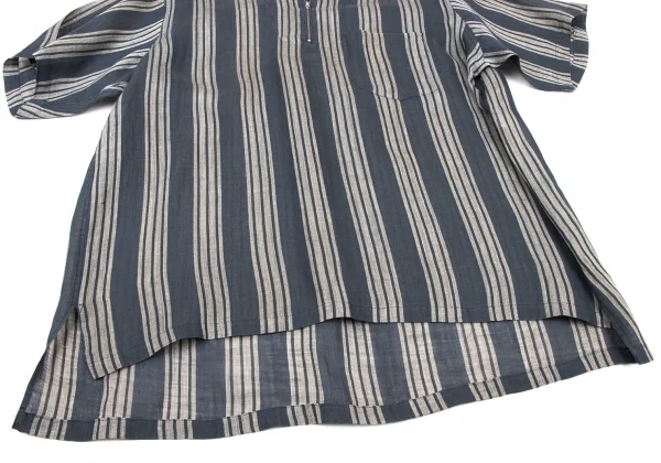 COMME des GARCONS HOMME Linen Half-Zip Striped Shirt K-175415_009