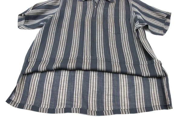 COMME des GARCONS HOMME Linen Half-Zip Striped Shirt K-175415_010