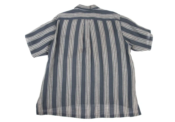 COMME des GARCONS HOMME Linen Half-Zip Striped Shirt K-175415_011