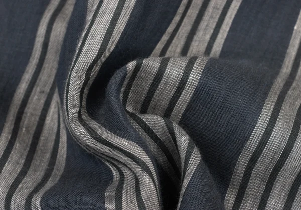 COMME des GARCONS HOMME Linen Half-Zip Striped Shirt K-175415_013