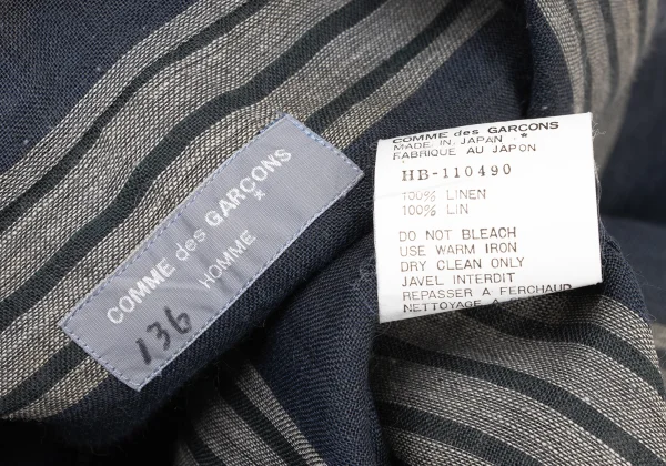 COMME des GARCONS HOMME Linen Half-Zip Striped Shirt K-175415_014