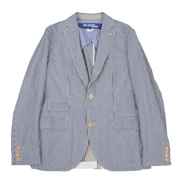 JUNYA WATANABE MAN COMME des GARCONS Cotton Seersucker Jacket Navy,White M K-175417_001