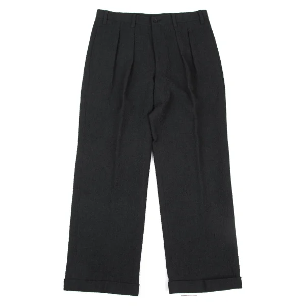 ISSEY MIYAKE MEN Wool Wrinkled Tuck Double Pants Black 3 K-175423_001