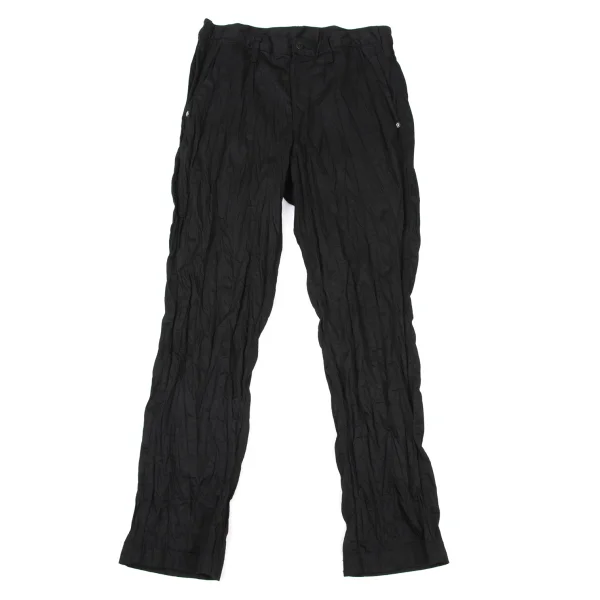 ISSEY MIYAKE MEN Poly Cotton Wrinkle Tapered Pants Black 2 K-175425_001