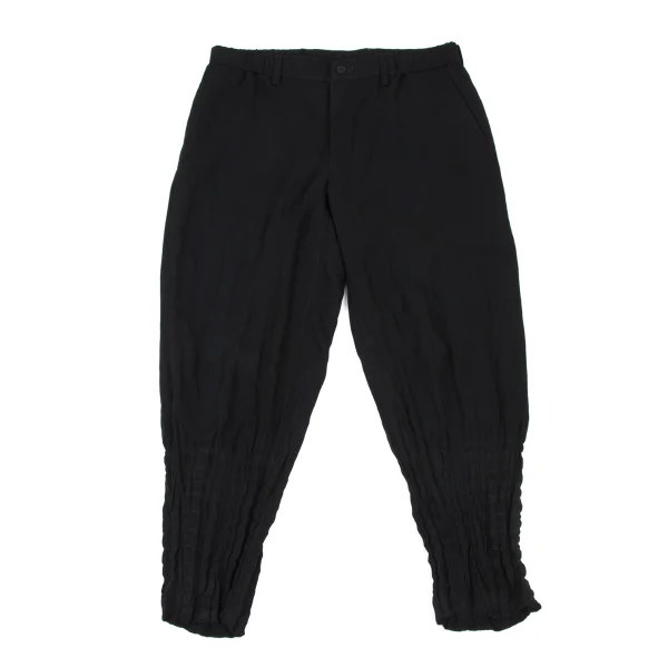 ISSEY MIYAKE MEN Poly Wool Cinched Hem Tapered Pants Black 2 K-175429_001