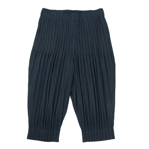 ISSEY MIYAKE MEN Cotton Pleats Cropped Pants Navy 2 K-175433_001