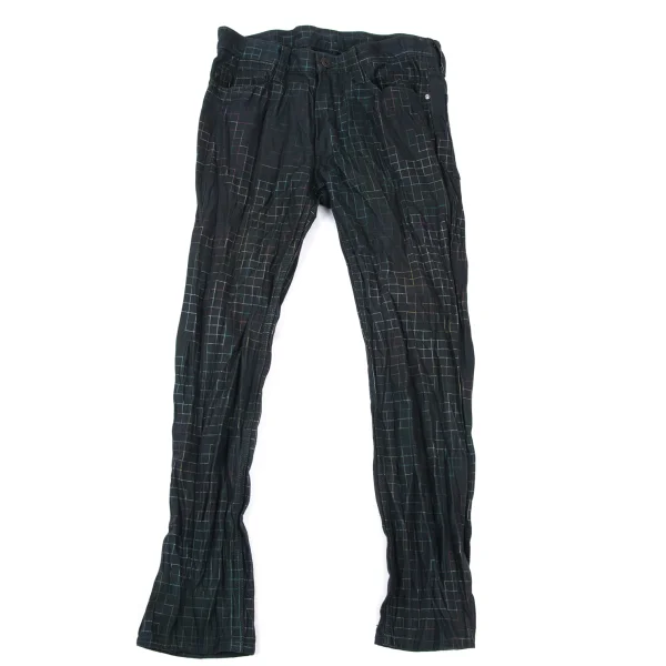 ISSEY MIYAKE MEN Cotton Poly Crinkle Fabric Colorful Graph Check Pants Navy,Multi-Color 2 K-175435_001