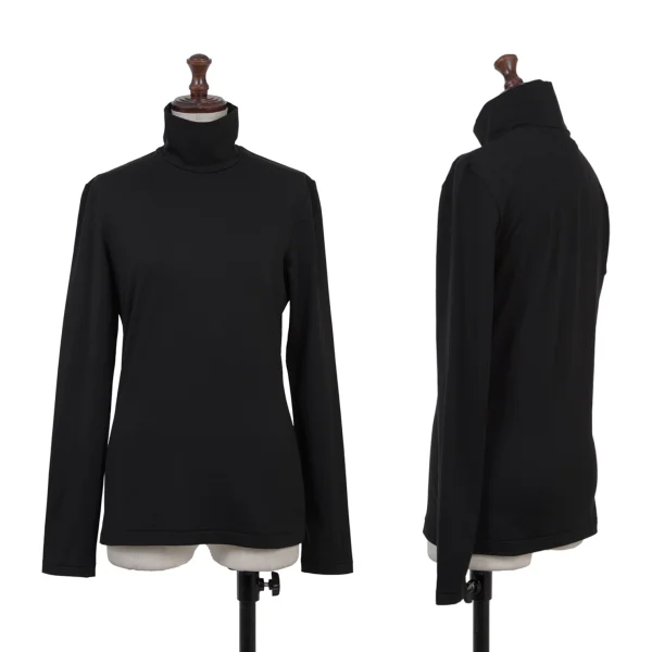 Y's Nylon Blend High Neck Stretch Fabric Top Black 3 K-175439_001