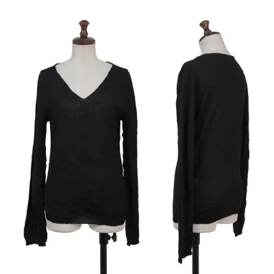 Y's Wrinkle Wool V-neck Knit Top