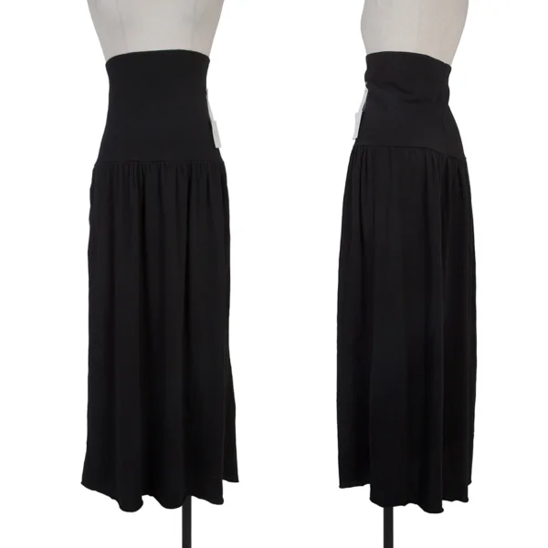 Y's Wool Blend Stretch High Waist Skirt Black 2 K-175443_001