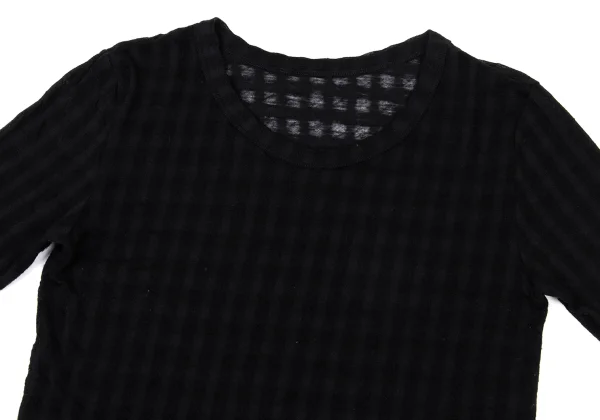 Y's Sheer Wool Plaid Weave Top K-175454_003