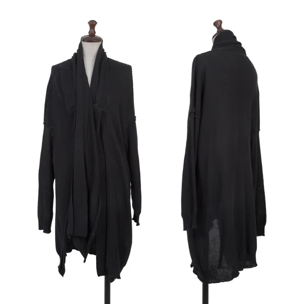 Y's Cotton Stole Neck Knit Cardigan Black 2 K-175459_001