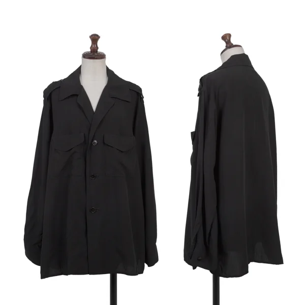 Y's Cupro Safari Shirt Jacket Black 2 K-175462_001