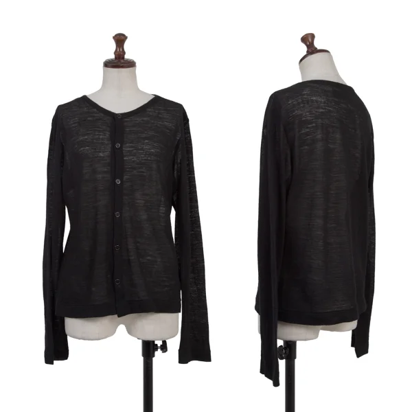 Yohji Yamamoto NOIR Wool See-through Knit Cardigan Black 2 K-175464_001