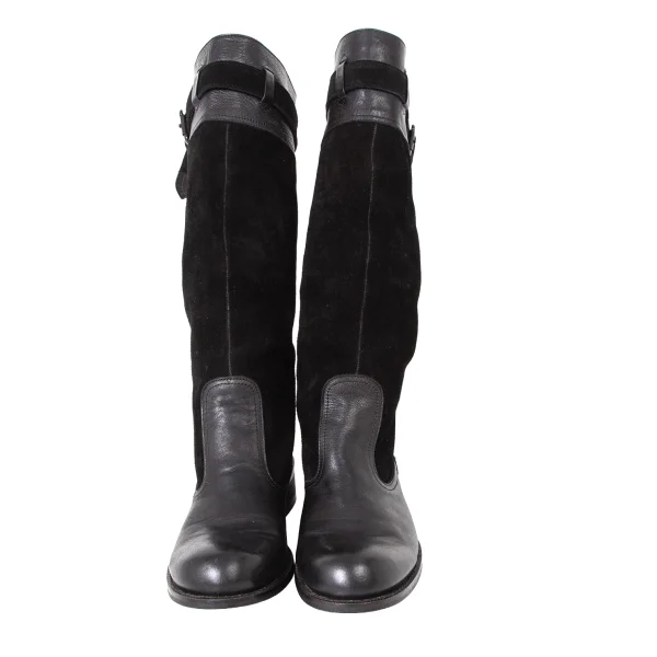 Y's Suede Switching Belted Leather Long Boots K-175470_002