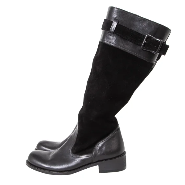 Y's Suede Switching Belted Leather Long Boots K-175470_004