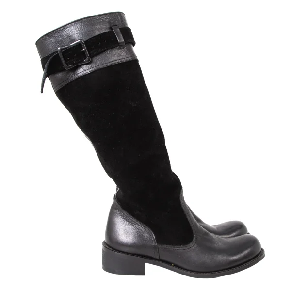 Y's Suede Switching Belted Leather Long Boots K-175470_006
