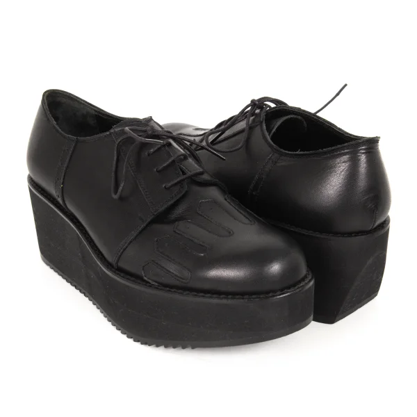 Yohji Yamamoto FEMME Leather Platform Shoes Black 6(About US 7.5) K-175471_001