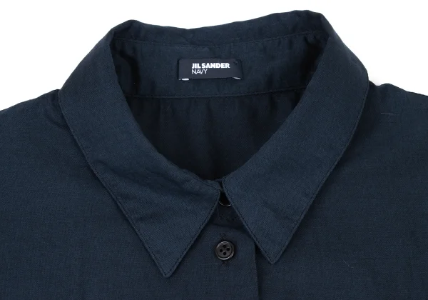 JIL SANDER NAVY Cotton Switching Design Sheer Blouse K-175472_004