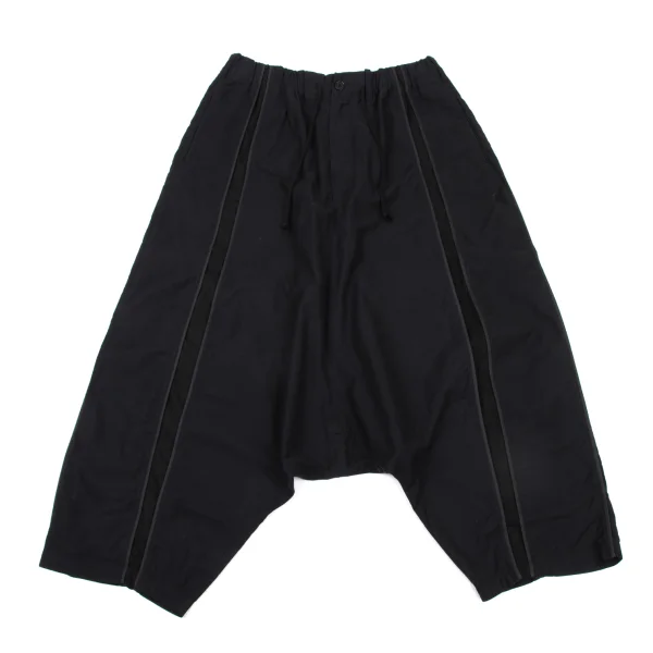 Yohji Yamamoto POUR HOMME Cotton Line Switching Dropped Crotch Pants Black 3 K-175477_001