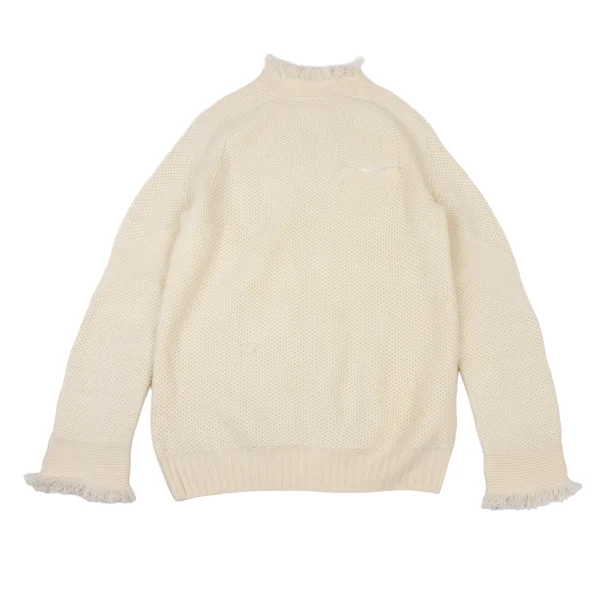 sacai Fringe Neck Chunky Knit Sweater Ivory 3 K-175491_001