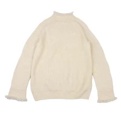 sacai Fringe Neck Chunky Knit Sweater