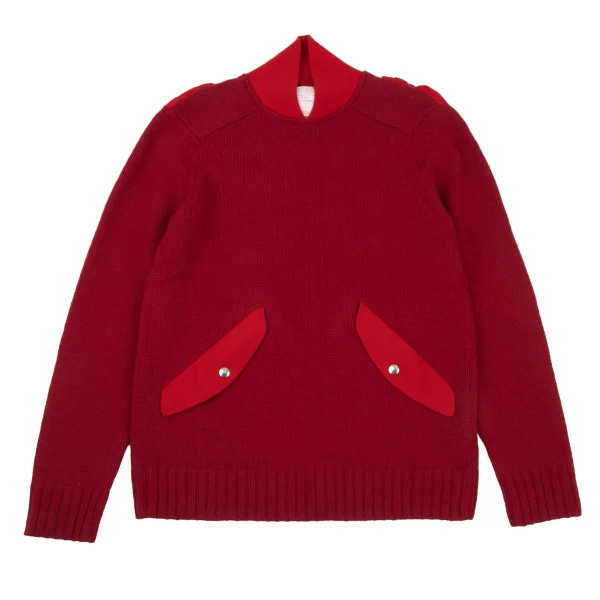 sacai Switching Flap Pocket Knit Sweater Red 2 K-175492_001