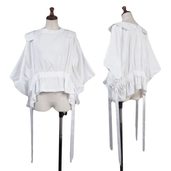 COMME des GARCONS Waist Drawstring Cotton Blouse White S K-175514_001