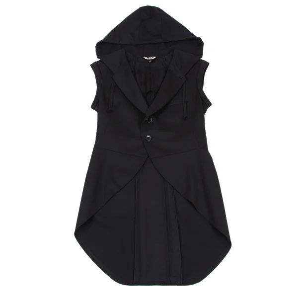 BLACK COMME des GARCONS Wool Hooded Sleeveless Morning Jacket K-175515_002