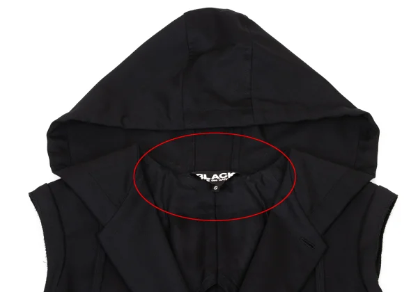 BLACK COMME des GARCONS Wool Hooded Sleeveless Morning Jacket K-175515_004