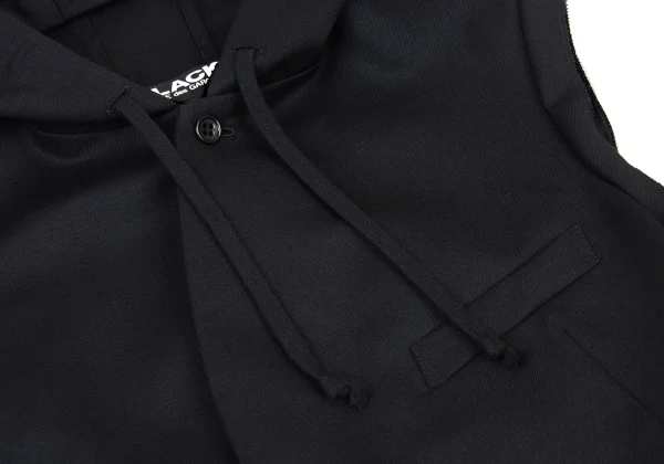 BLACK COMME des GARCONS Wool Hooded Sleeveless Morning Jacket K-175515_007