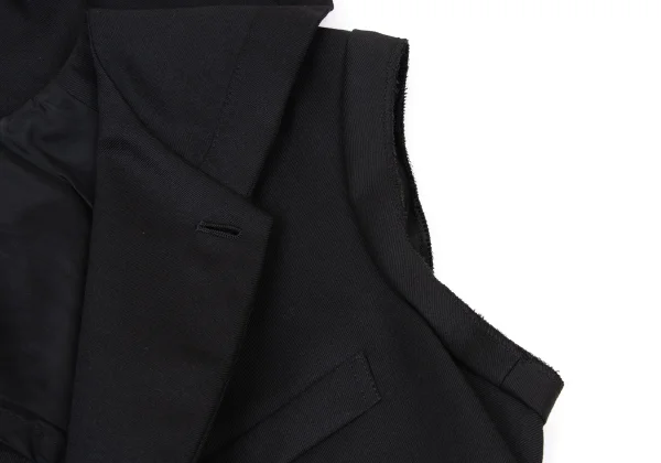 BLACK COMME des GARCONS Wool Hooded Sleeveless Morning Jacket K-175515_010