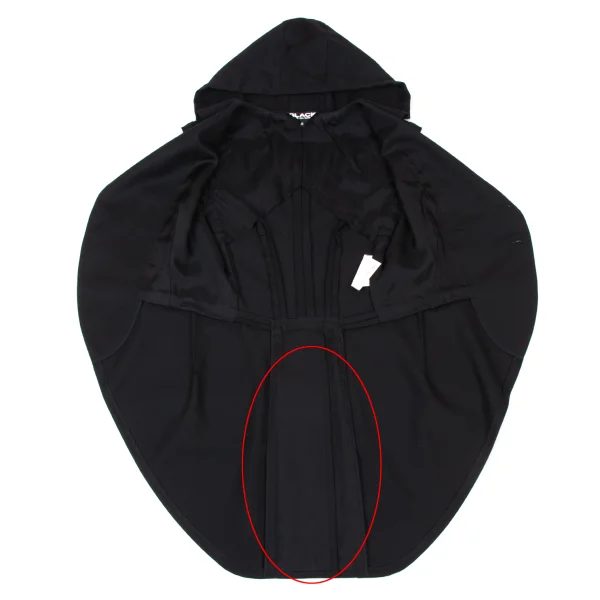 BLACK COMME des GARCONS Wool Hooded Sleeveless Morning Jacket K-175515_012