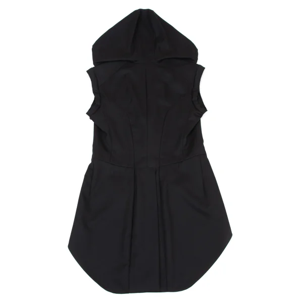 BLACK COMME des GARCONS Wool Hooded Sleeveless Morning Jacket K-175515_014